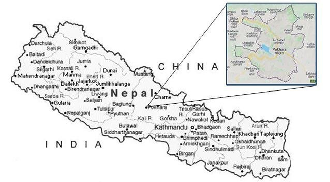 location of Pokhara in Nepal map