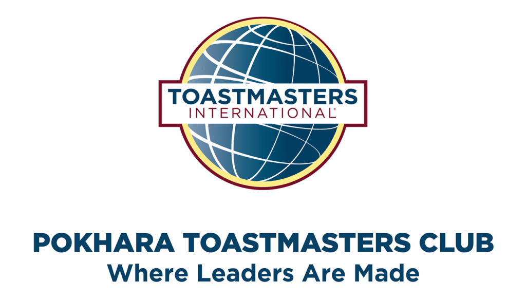Group photo of Pokhara Toastmasters Club’s new executive team for 2025–26 after the installation ceremony in Pokhara, Nepal. Logo